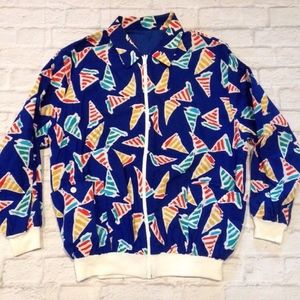 VTG SAILBOAT PRINT OVERSIZE NAUTICAL BOMBER JACKET